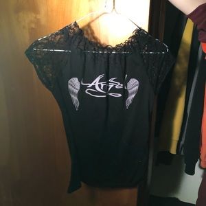 Black lace angel shirt